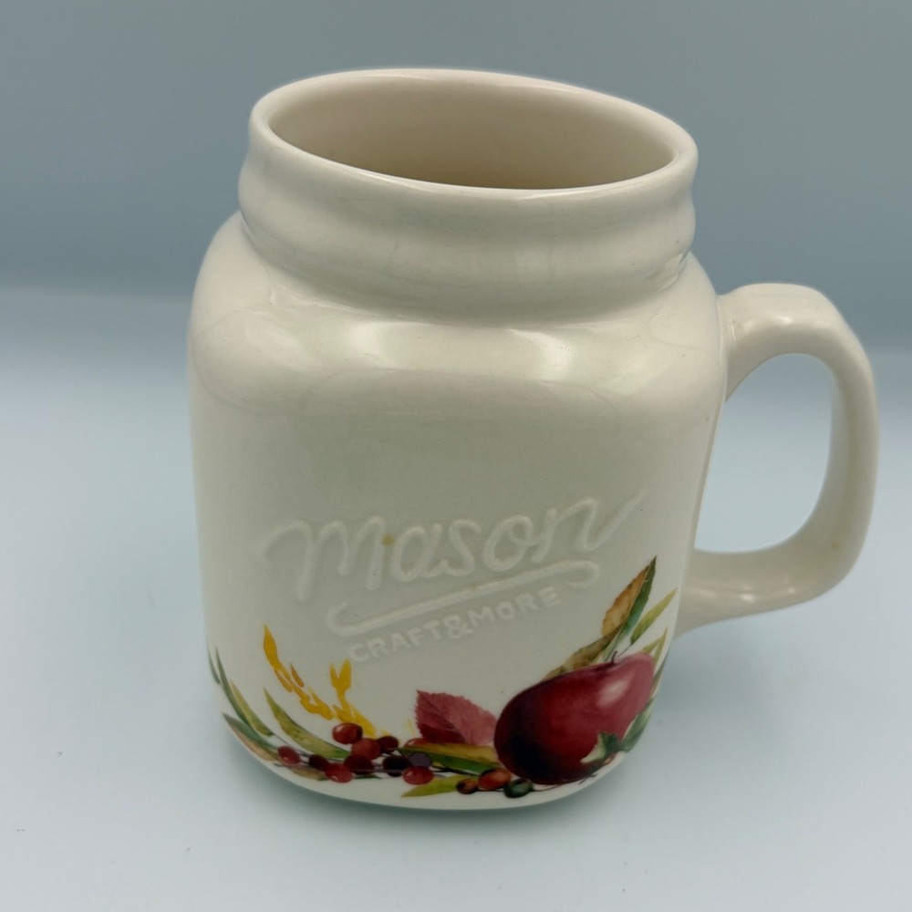 Mason Craft & More Autumn Harvest Mug Apple Berries Leaves Ceramic